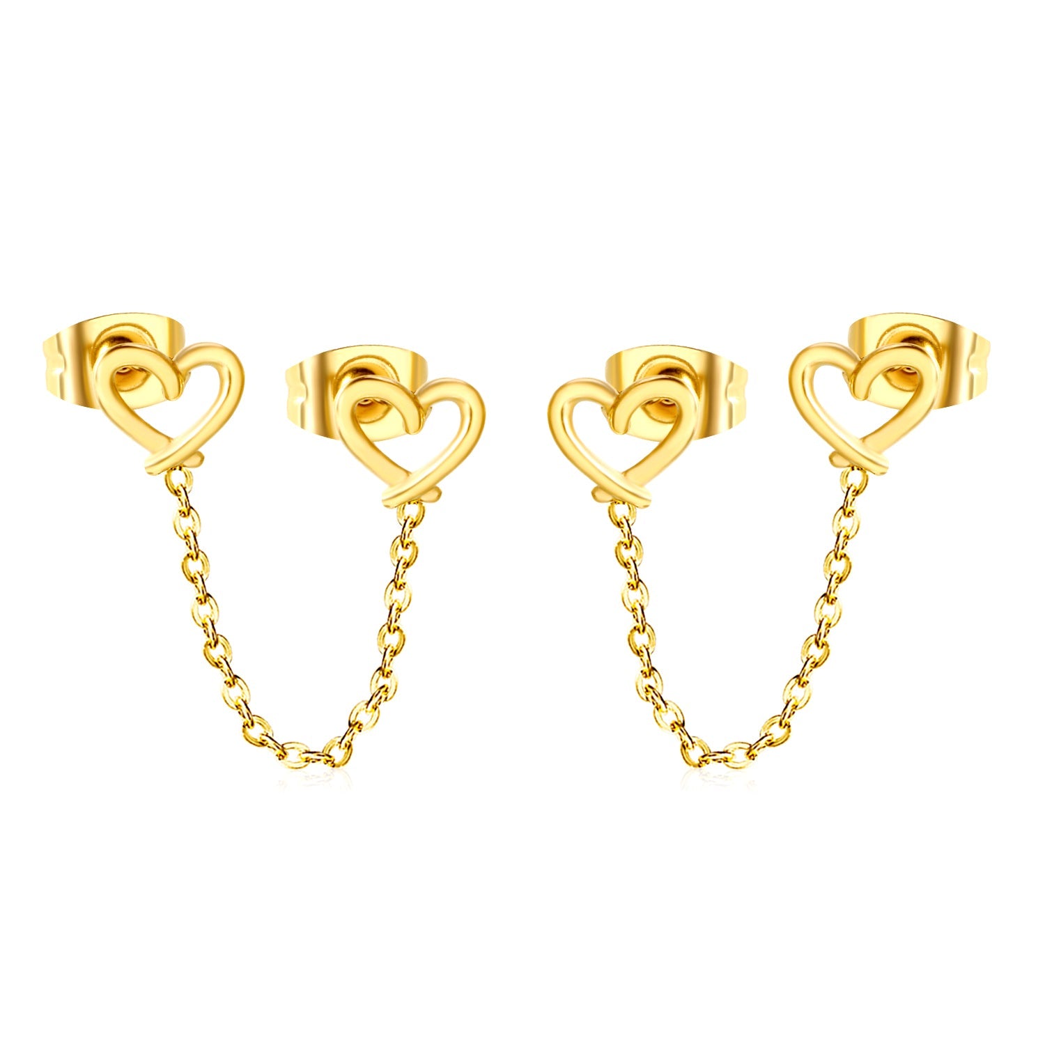 7*6.2mm heart circle+03 cross chain 30mm accessories Earrings Gold color asonjewelry