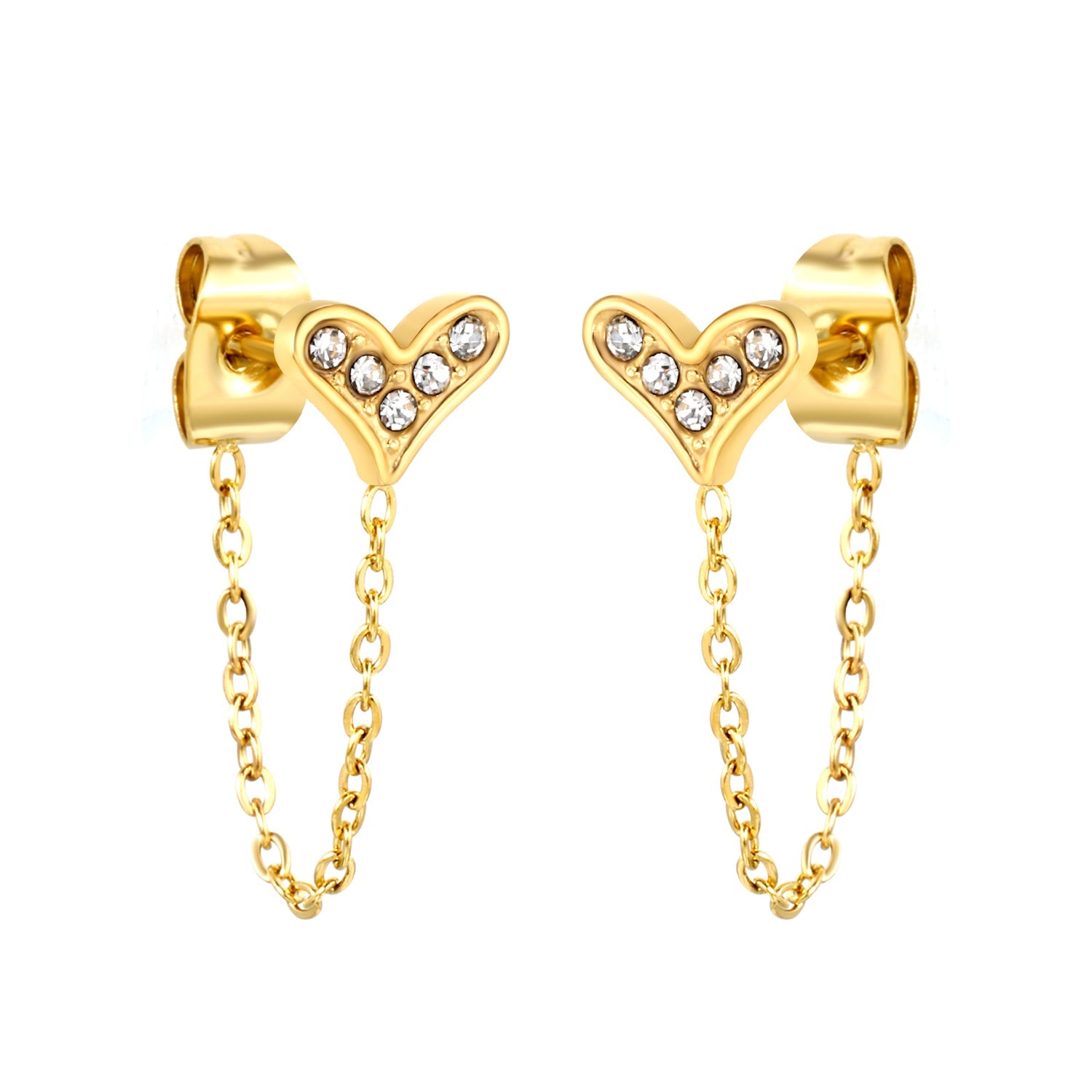 8.2*6mm heart shape with white zirconium+03 cross chain 30mm accessories Earrings gold color asonjewelry