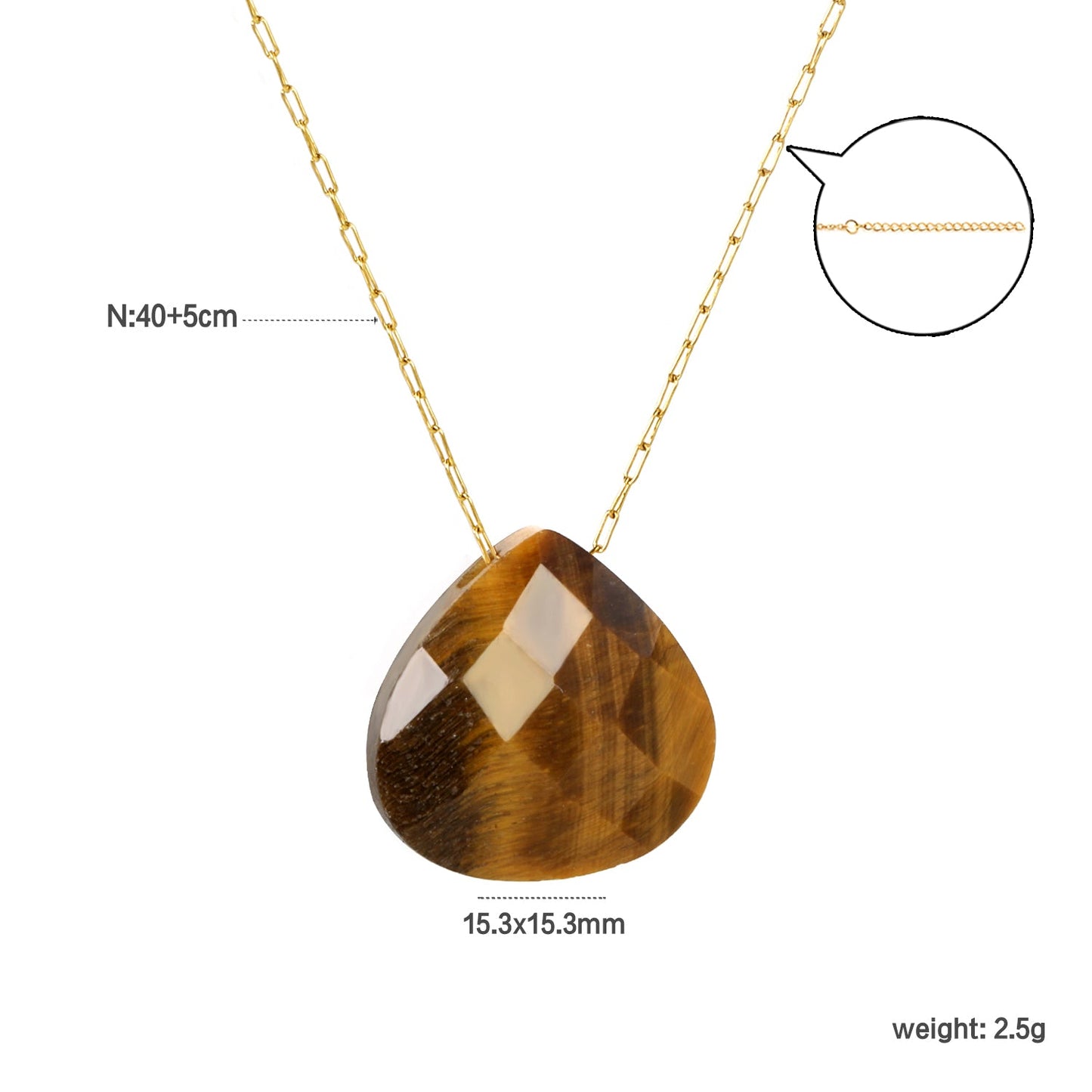 15.3mm Rhodochrosite/Yellow Tiger Stone/Dark Blue Stone/Green Stone/Amethyst/Pink Stone Pendant 0.3 Elongated Chain*40+5cm+6mm Round Plaque Necklace Gold Color asonjewelry