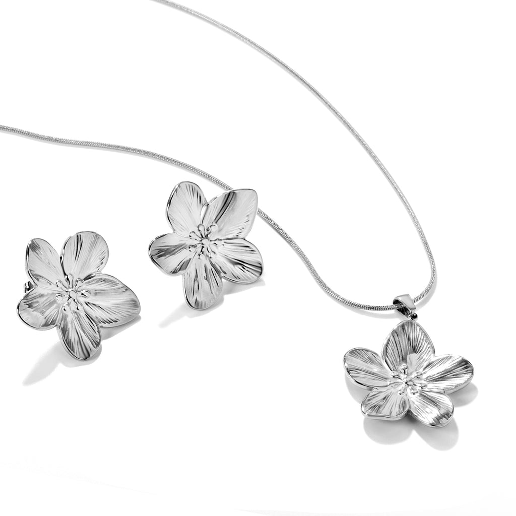 Petal Set Steel/Gold Earring: 31x33mm Pendant: 30.9x32.2mm 1.2mm Snake Bone Chain 40+5cm