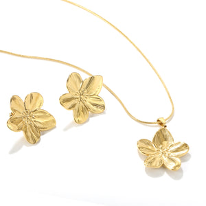 Petal Set Steel/Gold Earring: 31x33mm Pendant: 30.9x32.2mm 1.2mm Snake Bone Chain 40+5cm
