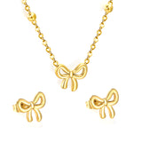 Bowtie set Golden earrings:13.2*11.2mm Pendant:13.2*11.2mm 40+5cm+6mm round plaque