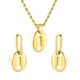 Pig nose set Golden oval wire ear clips: wire 2 * 12 * 17mm Earrings: 13 * 17mm Pendant: 13 * 17mm 2.0 twist chain * 40 + 5cm + 6mm round plate