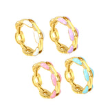 Height 6.5mm Ring-White/Purple/Pink/Blue Oil Drops Gold Color