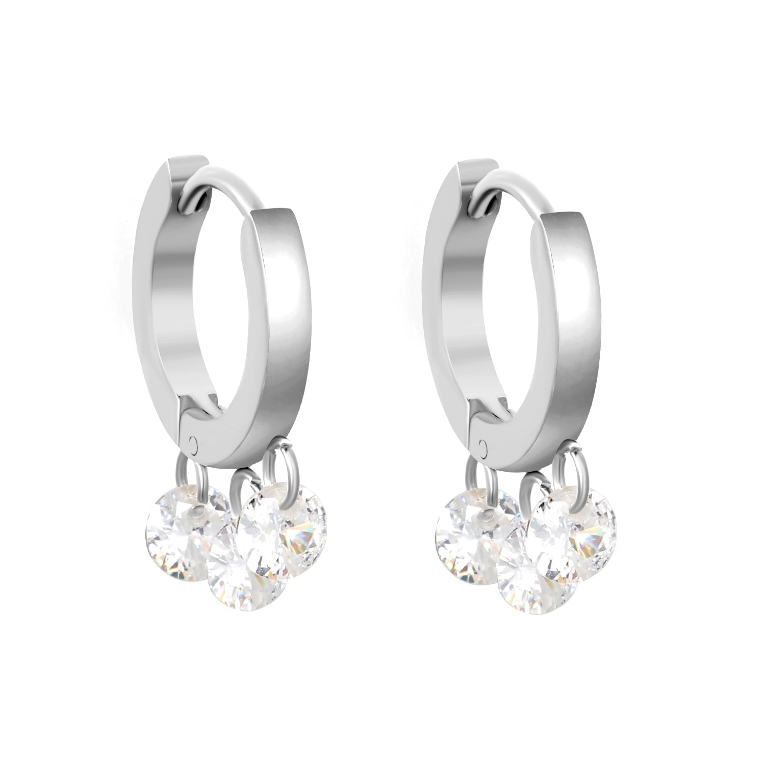 2*9mm spherical earrings + 3 4mm round white zirconium fittings gold color/steel color asonjewelry