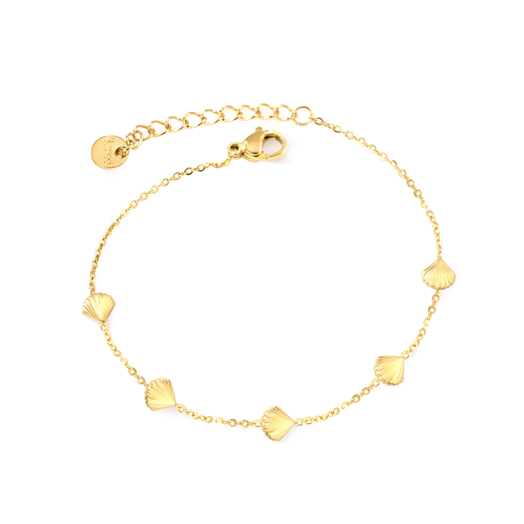 6*5.8mm shell accessories 0.3 cross chain *18+3cm+6mm round plate bracelet Gold