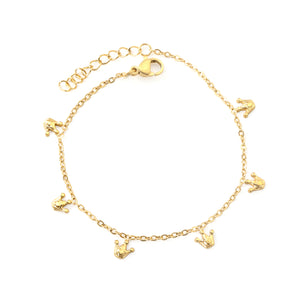 6 x 6mm Small Crown Accessories 17+3cm Bracelet Steel/Gold