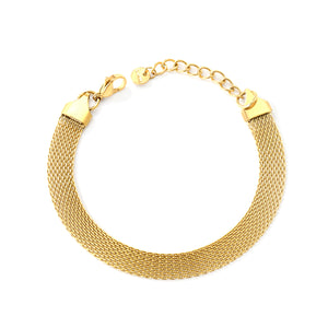 Width 6mm/8mm*Thickness 1mm Flat Mesh Bracelet 18+3cm+6mm Round Tail Plate Gold/ Steel