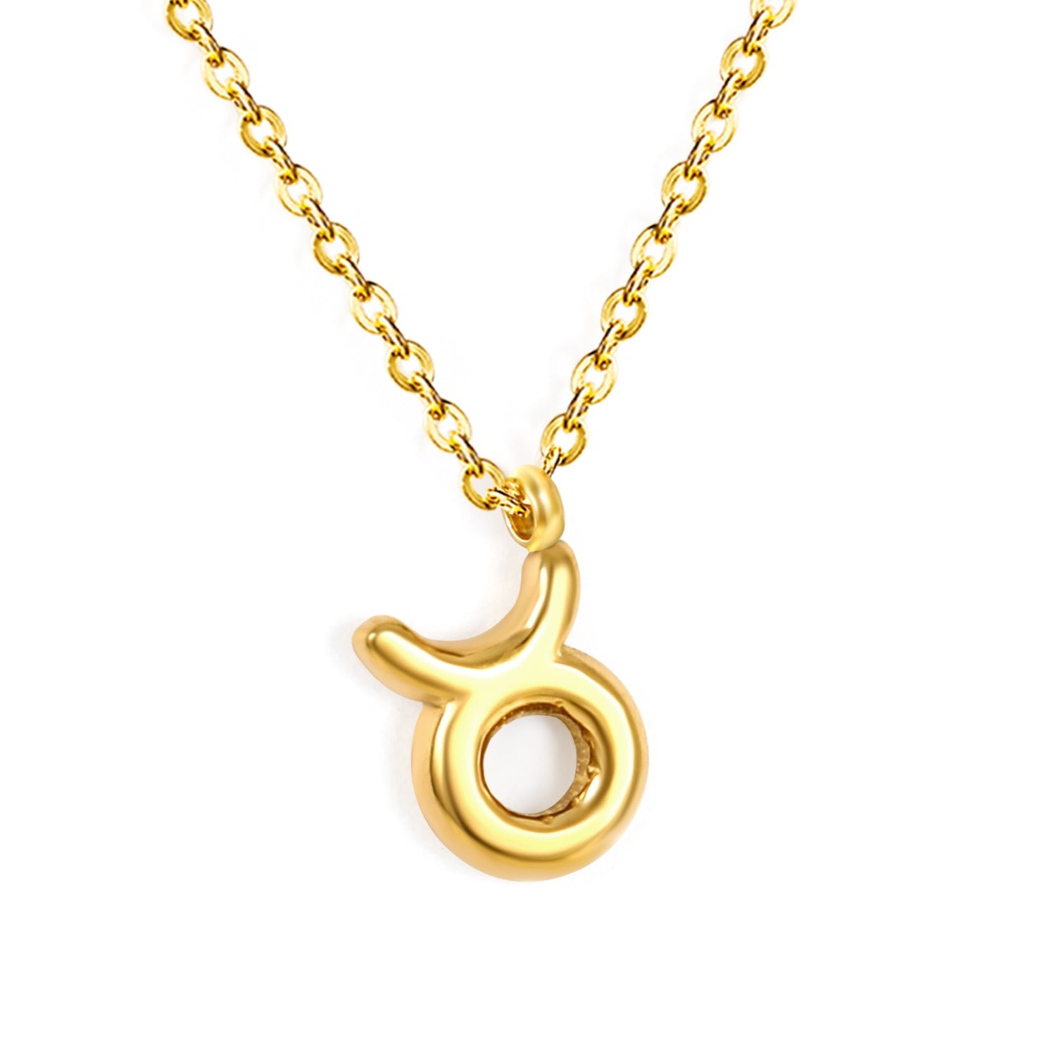 Aries/Taurus/Gemini/Cancer/Leo/Virgo/Libra/Scorpio/Sagittarius/Capricorn/Aquarius/Pisces Bubble Constellation Pendant 0.3 Cross Chain 40+5cm+6mm Round Tag Necklace Gold asonjewelry