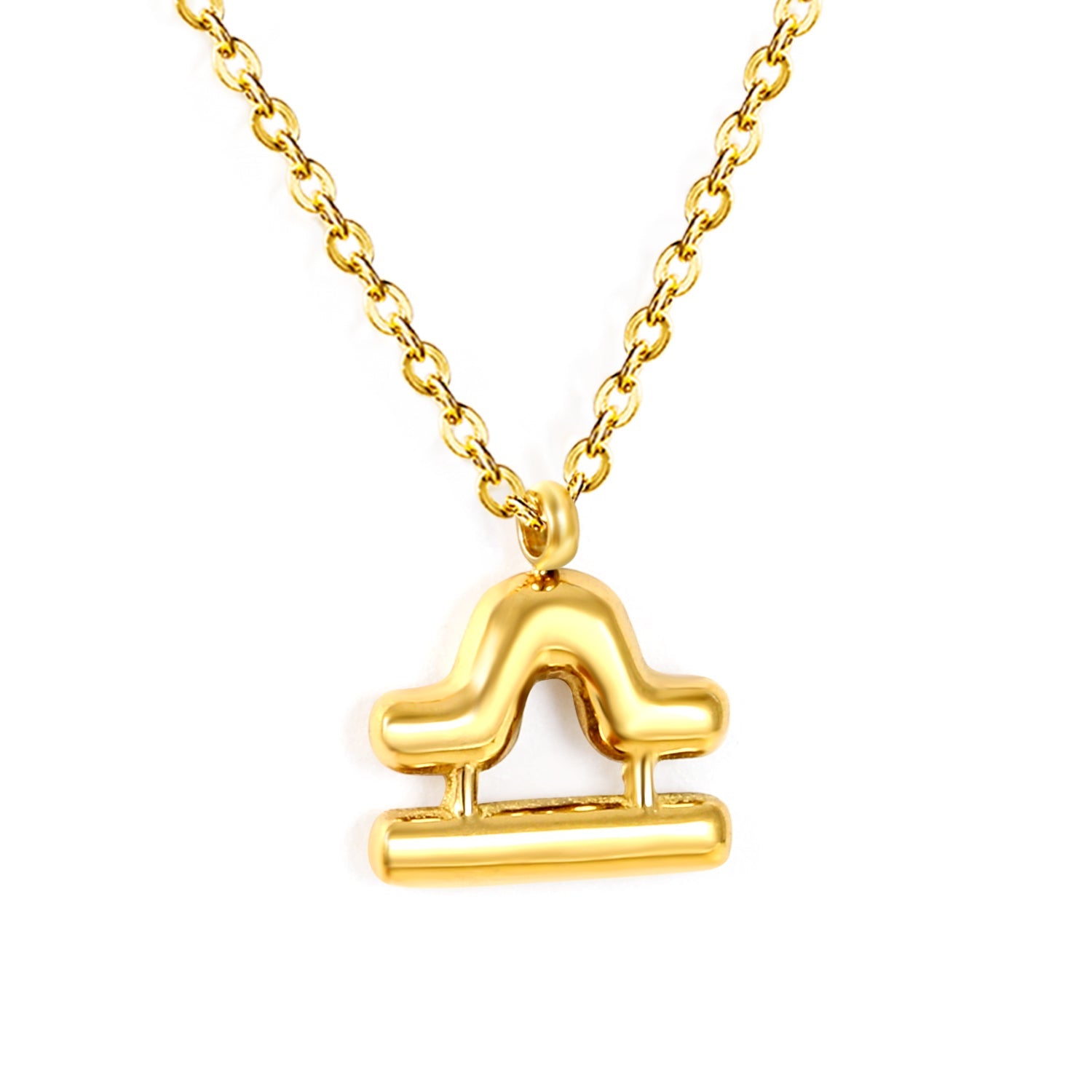 Aries/Taurus/Gemini/Cancer/Leo/Virgo/Libra/Scorpio/Sagittarius/Capricorn/Aquarius/Pisces Bubble Constellation Pendant 0.3 Cross Chain 40+5cm+6mm Round Tag Necklace Gold asonjewelry