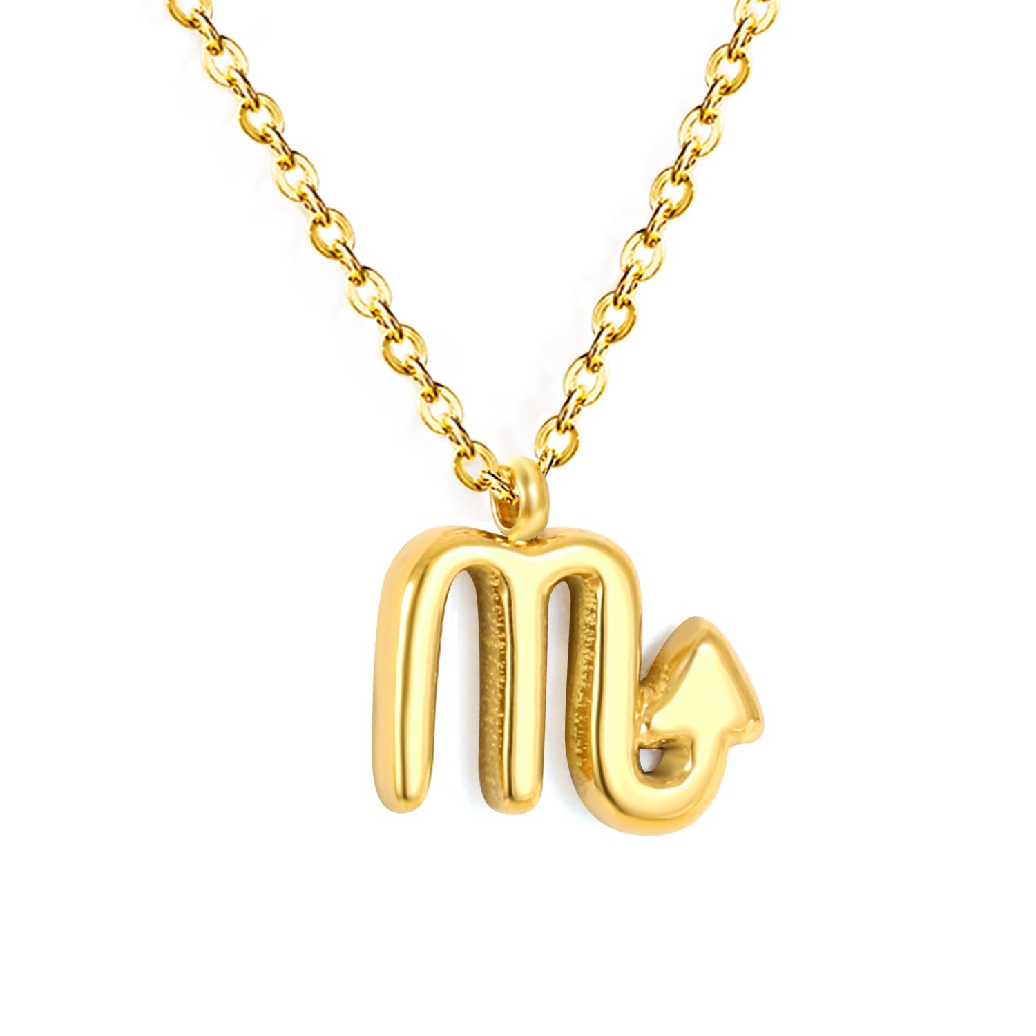 Aries/Taurus/Gemini/Cancer/Leo/Virgo/Libra/Scorpio/Sagittarius/Capricorn/Aquarius/Pisces Bubble Constellation Pendant 0.3 Cross Chain 40+5cm+6mm Round Tag Necklace Gold asonjewelry