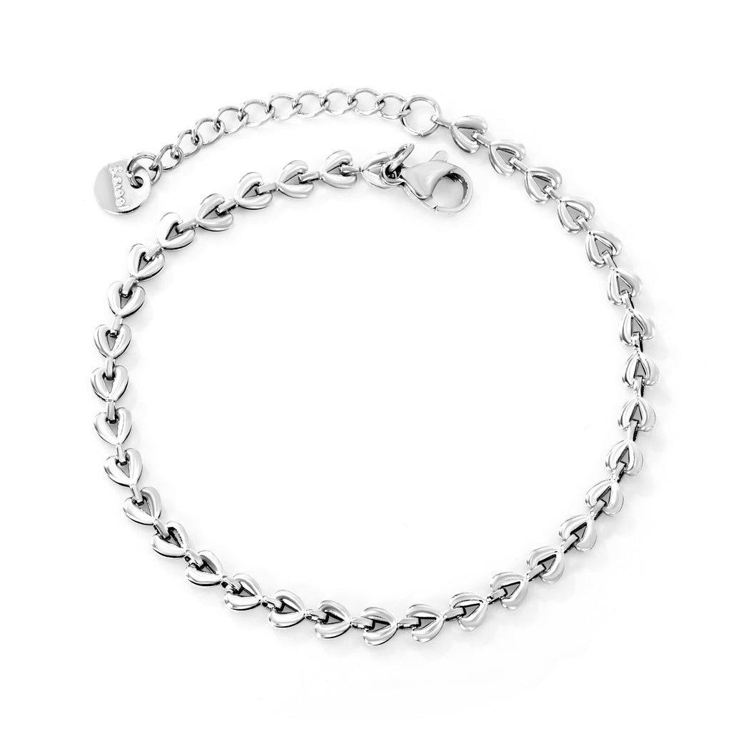 4*3.3mm Small Heart Chain 18+3cm+6mm Round Tail Plaque Bracelet Steel/Golden