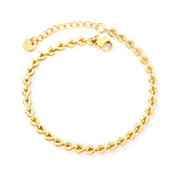 4*3.3mm Small Heart Chain 18+3cm+6mm Round Tail Plaque Bracelet Steel/Golden