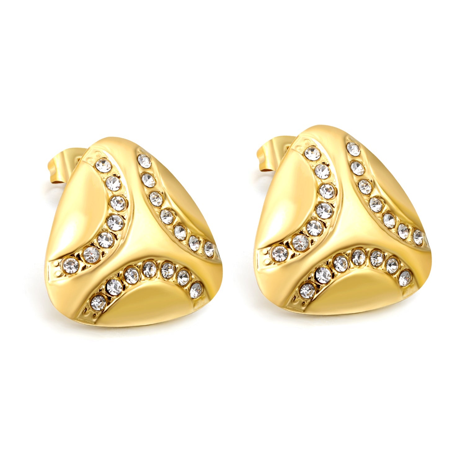 Fat Triangle with White Zirconia Earrings 22.1*21.5mm Gold Color asonjewelry