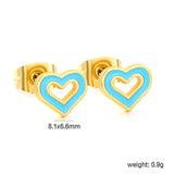 10 pairs mixed 5 colors 8.1*6.6mm heart shaped oil drip set earrings gold color
