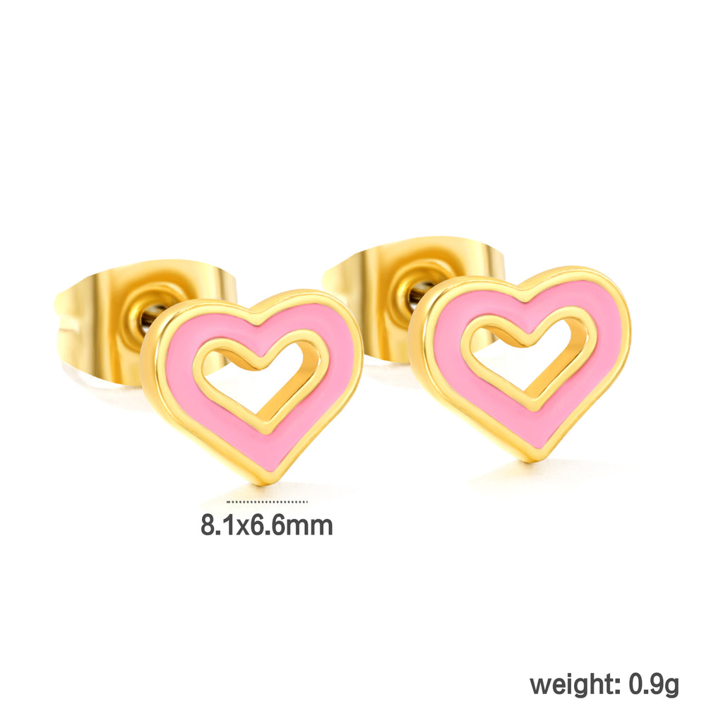 10 pairs mixed 5 colors 8.1*6.6mm heart shaped oil drip set earrings gold color