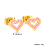 10 pairs mixed 5 colors 8.1*6.6mm heart shaped oil drip set earrings gold color