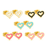 10 pairs mixed 5 colors 8.1*6.6mm heart shaped oil drip set earrings gold color