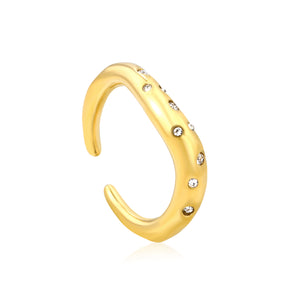 Gold - Plated Multi - Color Gemstone Flower - Shaped Open Ring