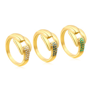 Gold - Plated Twisted Knot Rings with Diamond, Blue - Green & Emerald Gemstones