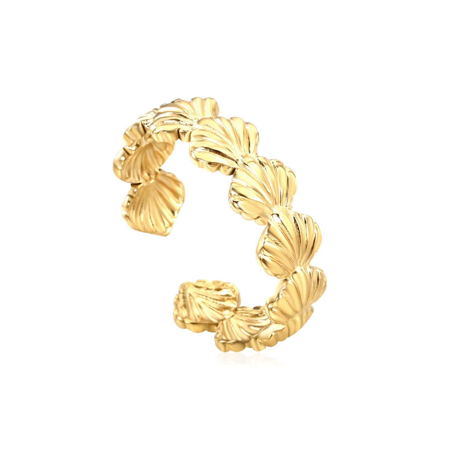 18K Gold - Plated Shell - Embossed Ring asonjewelry