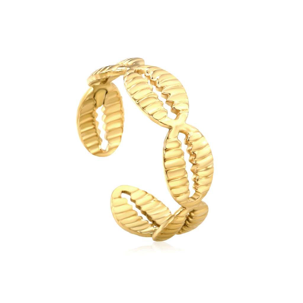 6.4mm Bold Golden Open Ring ¨C Wide Adjustable Band, 6.4mm Height, Stylish for Western & Casual Looks