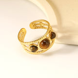 Gorgeous Gold Stainless Steel Cuff Bracelet Embellished with Brown Gemstones ¨C Ideal for Wholesale Jewelry Business