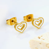 10 pairs mixed 5 colors 8.1*6.6mm heart shaped oil drip set earrings gold color