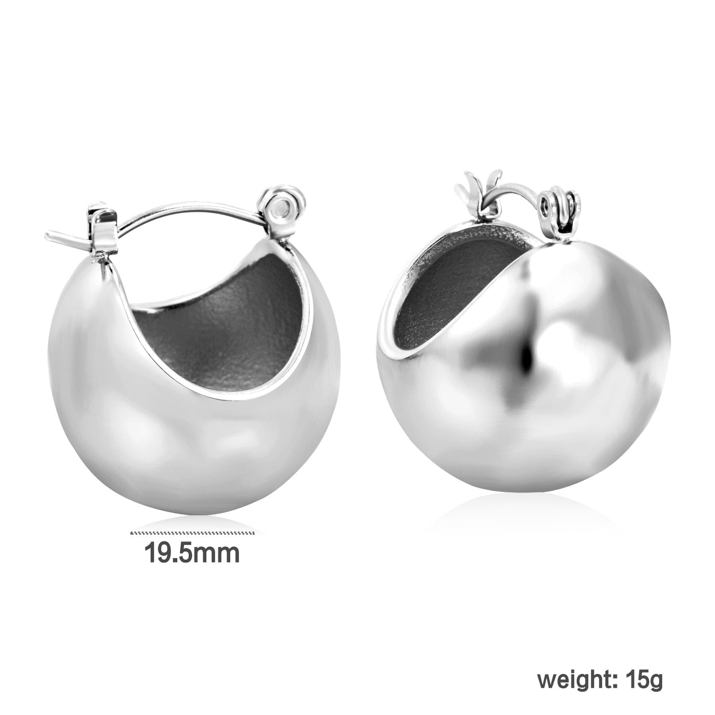 19.5mm Half Round Ball Hollow Out Ear Clip Steel/Golden asonjewelry