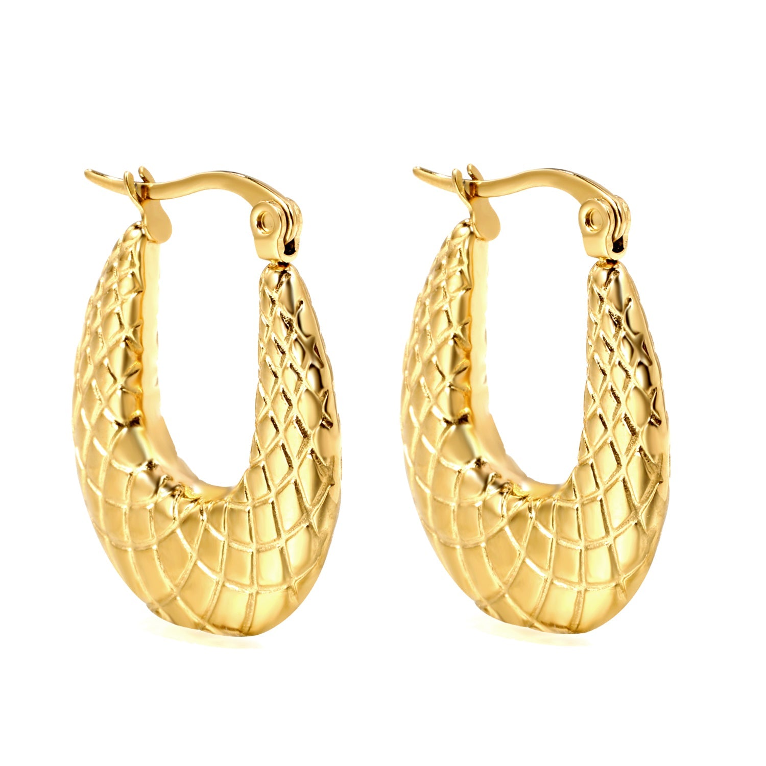 20.2*22mm U-shaped texture earrings gold color asonjewelry