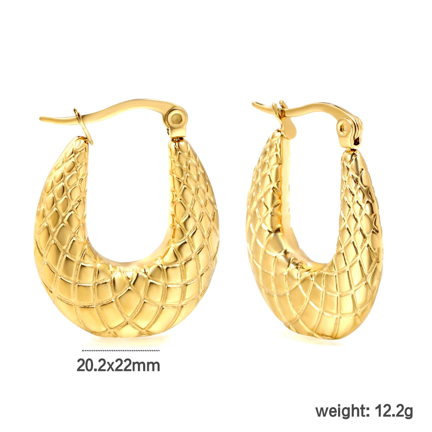 20.2*22mm U-shaped texture earrings gold color asonjewelry