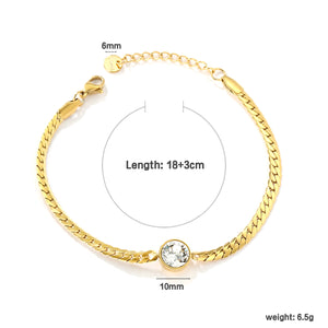 10mm Swarovski white diamonds, 4.2mm encrypted Cuban chain, 18+3cm+6mm round pendant, bracelet, gold