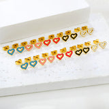 10 pairs mixed 5 colors 8.1*6.6mm heart shaped oil drip set earrings gold color