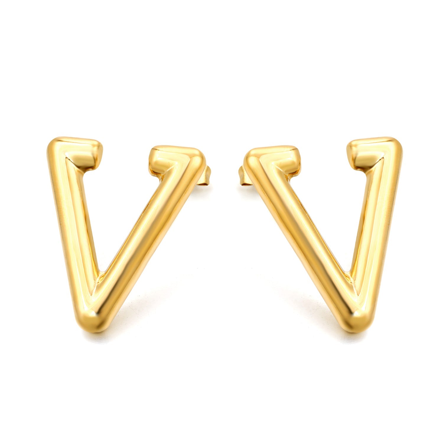 Hollow V-shaped earrings 25*28.5mm gold color asonjewelry