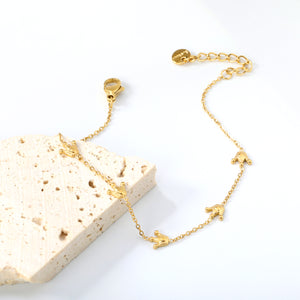 6*5.6mm Crown Accessories 0.3Cross Chain*18+3cm+6mm Round Plaque Bracelet Golden