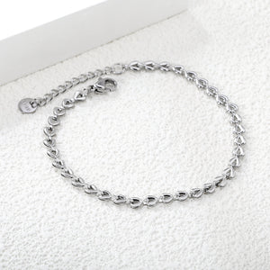 4*3.3mm Small Heart Chain 18+3cm+6mm Round Tail Plaque Bracelet Steel/Golden