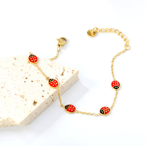 6*7mm Beetle Accessories 0.35 Cross Chain*18+3cm+6mm Round Plaque Bracelet Gold Color
