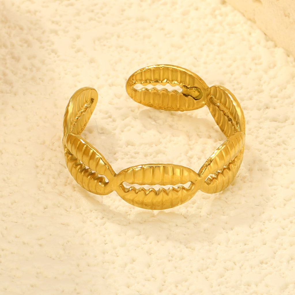 6.4mm Bold Golden Open Ring ¨C Wide Adjustable Band, 6.4mm Height, Stylish for Western & Casual Looks