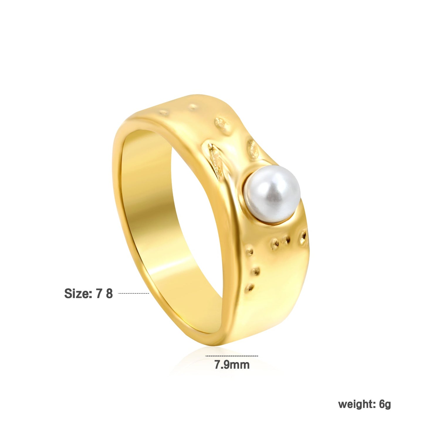 Gold-colored ring with a pearl surface asonjewelry