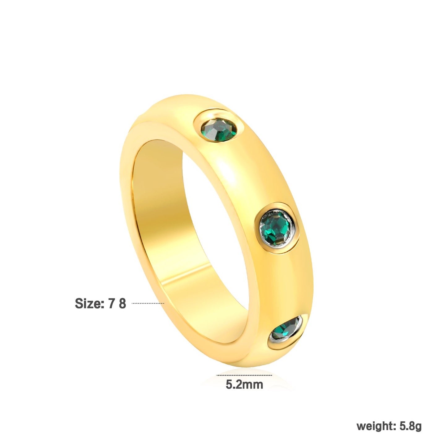 Solitaire Ring & Three Small Green Diamonds asonjewelry