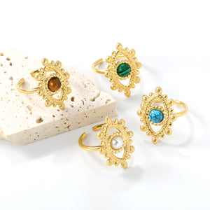 18.4*26.2mm Eye Split Ring Pearl/Turquoise/Malachite/ Golden 8