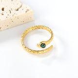 Stylish Stainless Steel Twisted Ring with Emerald-Green Stone Inlay ¨C Exquisite Wholesale Jewelry for Trendy Adornment
