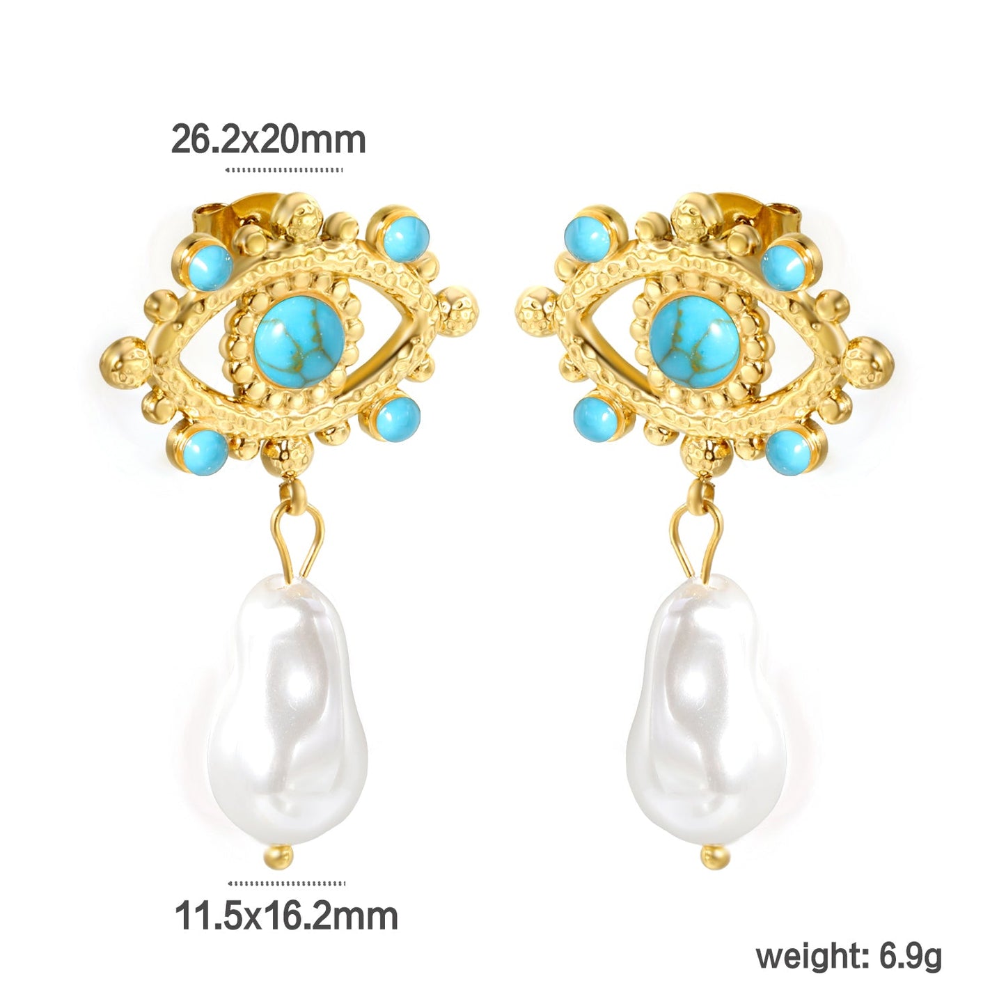 26.2*20mm eyelet with imitation pearl +11.5*16.2mm shaped imitation pearl earrings gold color/golden asonjewelry