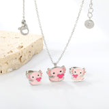 Little Monster Set Steel Color Earrings:10*8.5mm Pendant:12*10mm0.3 Cross Chain*40+5cm+6mm Round Plaque