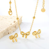 Bowtie set Golden earrings:13.2*11.2mm Pendant:13.2*11.2mm 40+5cm+6mm round plaque
