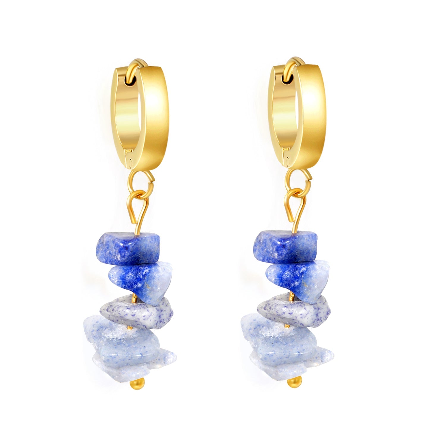 W3*Thick2*ID9mm Spherical Earrings + 2.5cm Imitation Turquoise/White Turquoise/Light Amethyst/Amethyst/Pink Crystals/Larimarite Earrings Gold Color asonjewelry