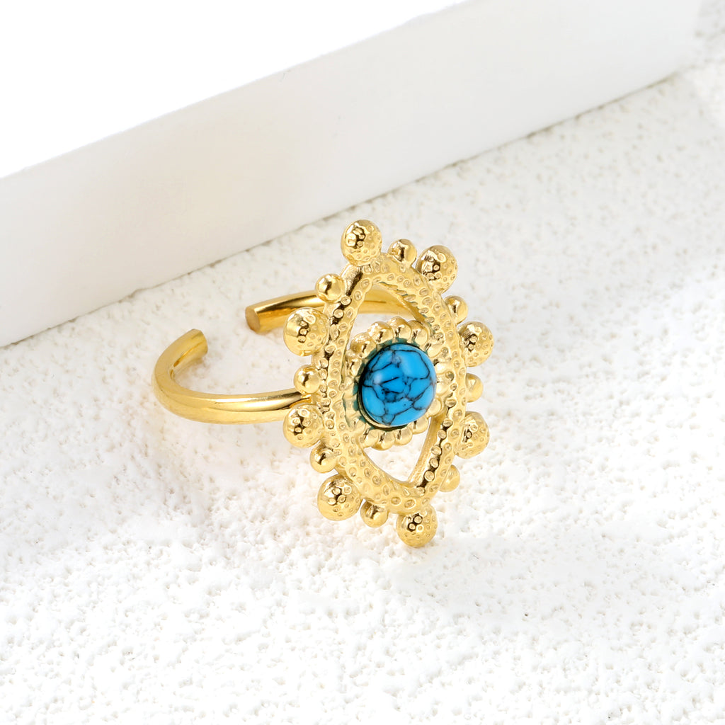 18.4*26.2mm Eye Split Ring Pearl/Turquoise/Malachite/ Golden 8