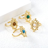 18.4*26.2mm Eye Split Ring Pearl/Turquoise/Malachite/ Golden 8