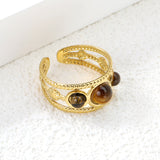 Gorgeous Gold Stainless Steel Cuff Bracelet Embellished with Brown Gemstones ¨C Ideal for Wholesale Jewelry Business