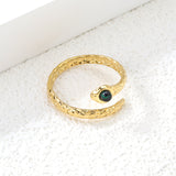 Stylish Stainless Steel Twisted Ring with Emerald-Green Stone Inlay ¨C Exquisite Wholesale Jewelry for Trendy Adornment